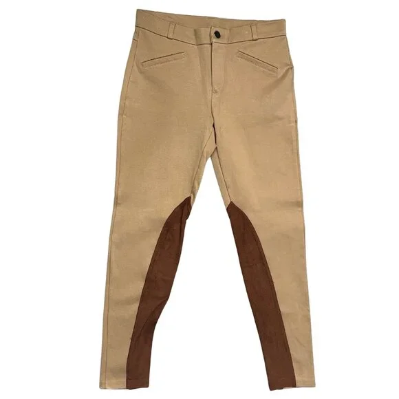 Zara Equestrian Riding Pants Brown Patch Quiet Luxury Preppy Chic Size Medium - Picture 1 of 14